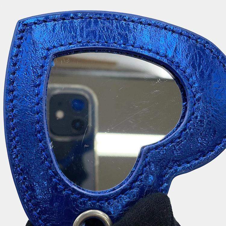 Pre Owned Balenciaga Luca Goal Xs Metallic Blue Leather Shoulder Bag