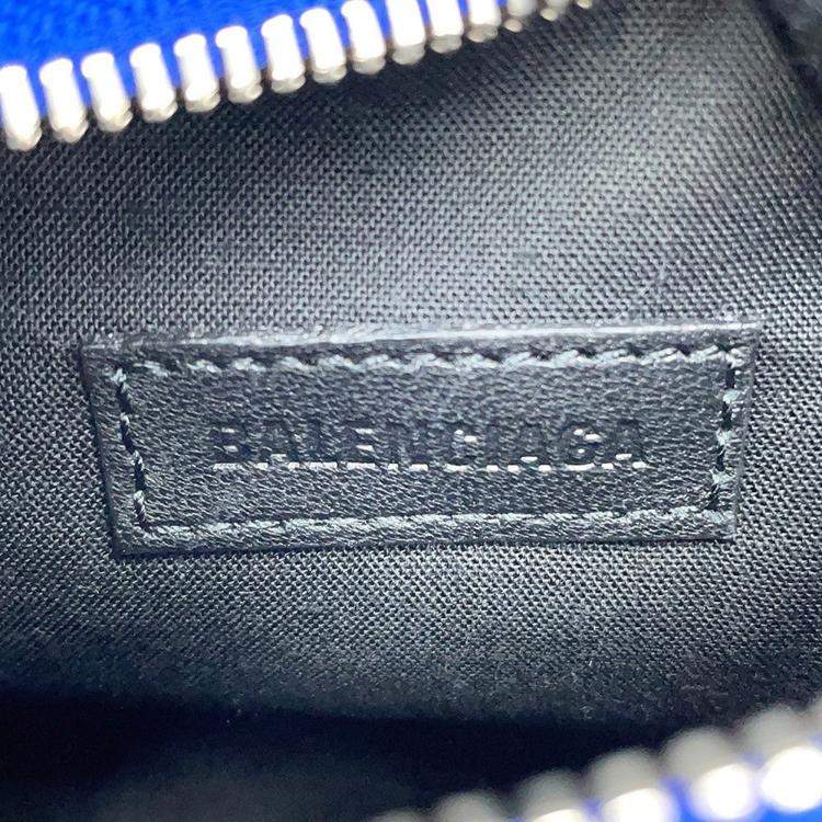 Pre Owned Balenciaga Luca Goal Xs Metallic Blue Leather Shoulder Bag