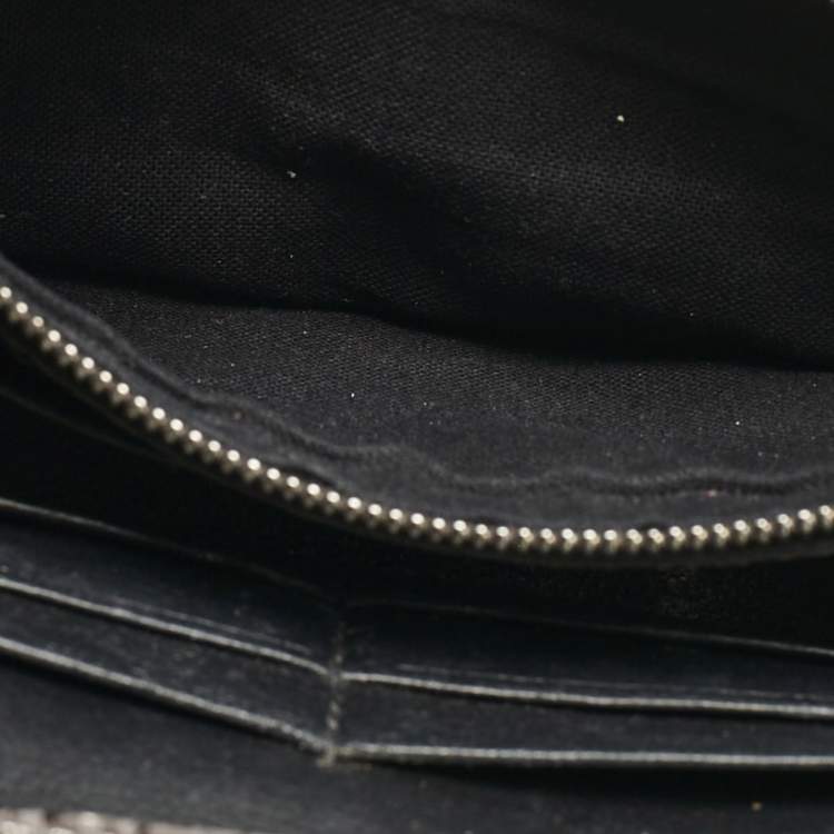 Pre Owned Balenciaga Metallic Grey Croc Embossed Leather Hourglass Wallet on Chain