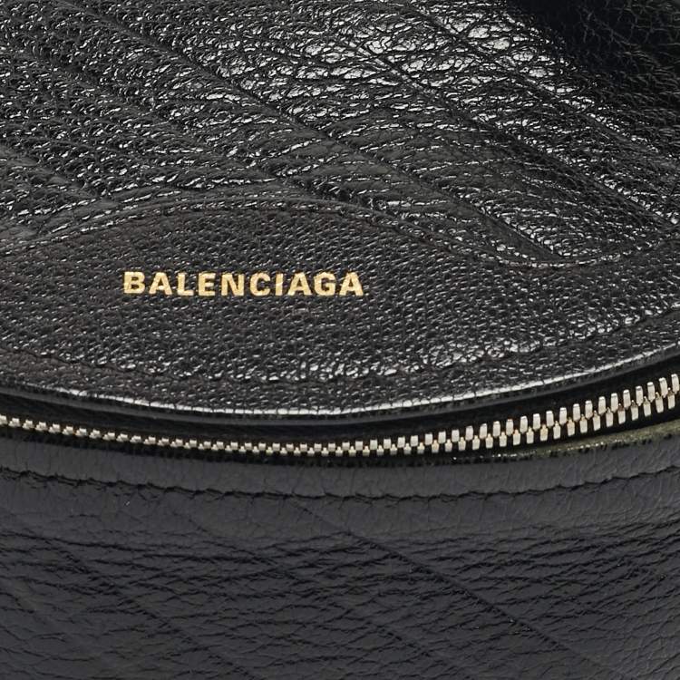 Pre Owned Balenciaga Black Diagonal Quilt Leather Souvenir Belt Bag