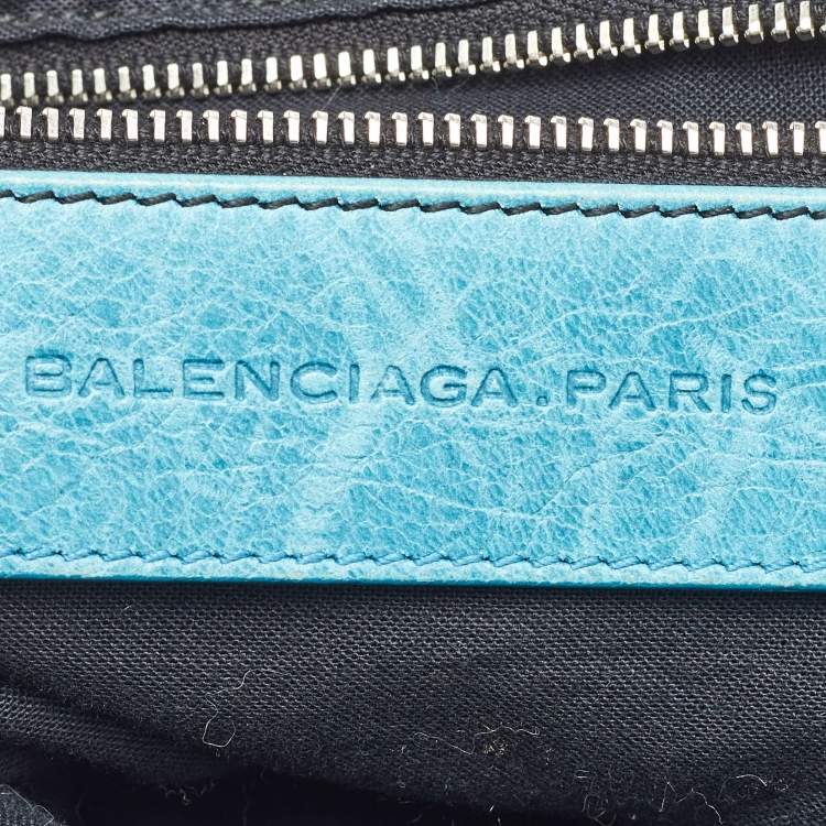 Pre Owned Balenciaga Sky Blue Leather GSH Work Tote
