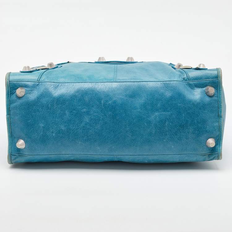 Pre Owned Balenciaga Sky Blue Leather GSH Work Tote