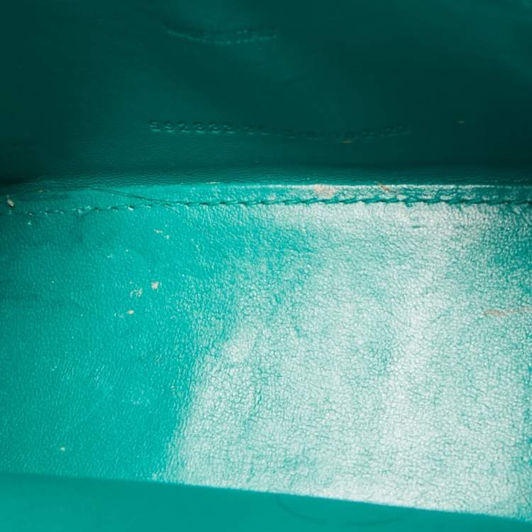 Pre Owned Balenciaga Green Croc Embossed Leather XS Hourglass Top Handle Bag