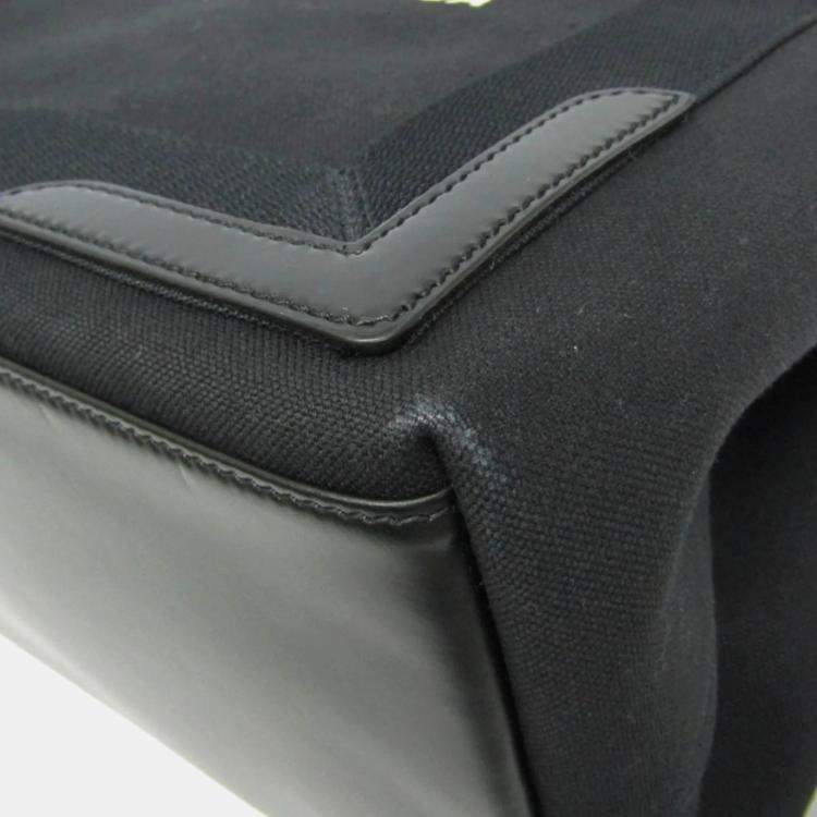 Pre Owned Balenciaga Navy Cabas S Black Canvas Leather Tote Bag