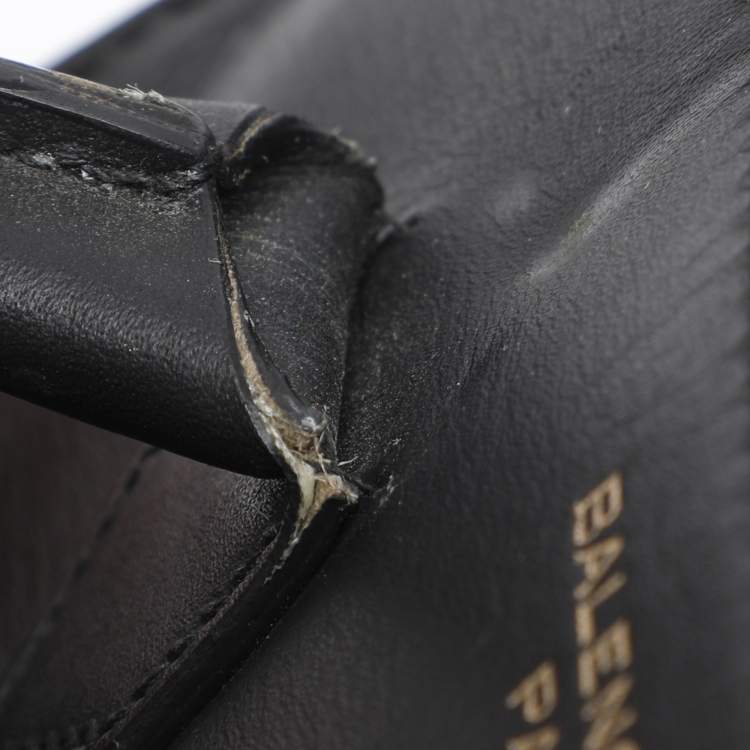 Pre Owned Balenciaga Black Leather Mini Padlock All Afternoon Tote