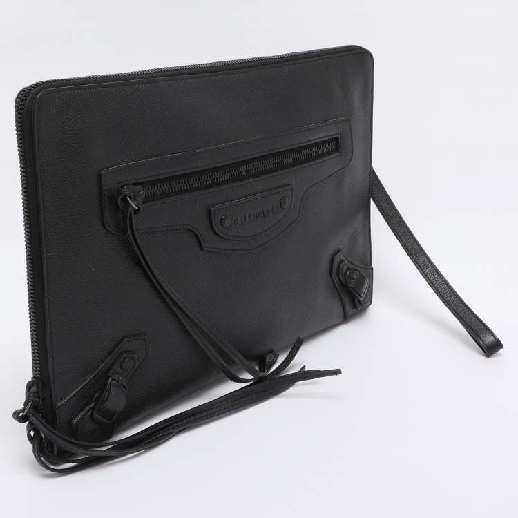 Pre Owned Balenciaga Black Leather Neo Pouch Clutch