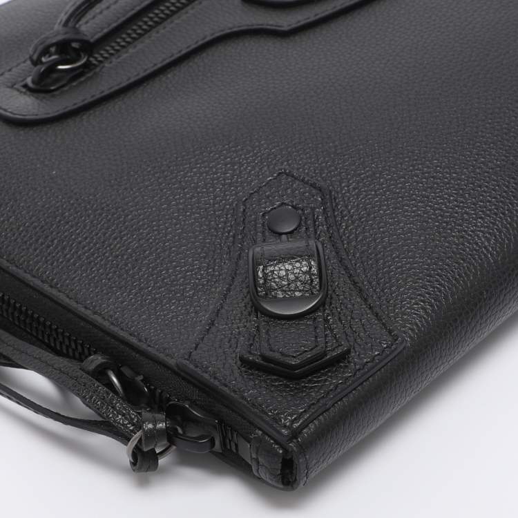 Pre Owned Balenciaga Black Leather Neo Pouch Clutch