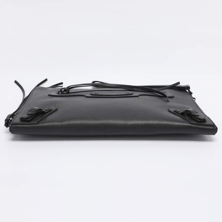 Pre Owned Balenciaga Black Leather Neo Pouch Clutch