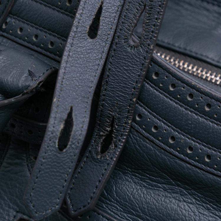 Pre Owned Balenciaga Blue Lambskin Motocross Classic Riva Velo Satchel