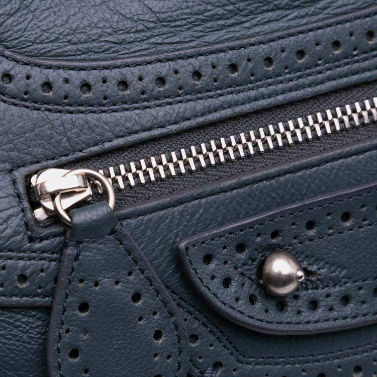 Pre Owned Balenciaga Blue Lambskin Motocross Classic Riva Velo Satchel