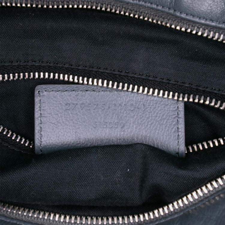 Pre Owned Balenciaga Blue Lambskin Motocross Classic Riva Velo Satchel