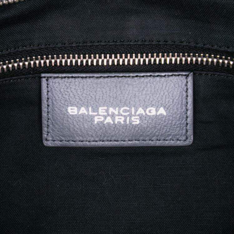 Pre Owned Balenciaga Blue Lambskin Motocross Classic Riva Velo Satchel