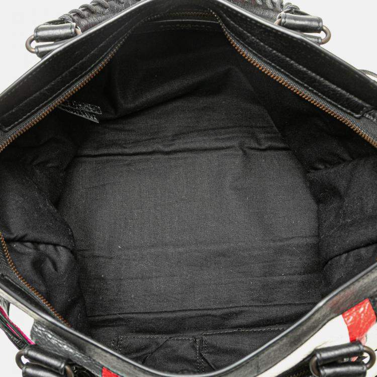 Pre Owned Balenciaga Pink Lambskin Motocross Arena Multicolore Classic City Satchel