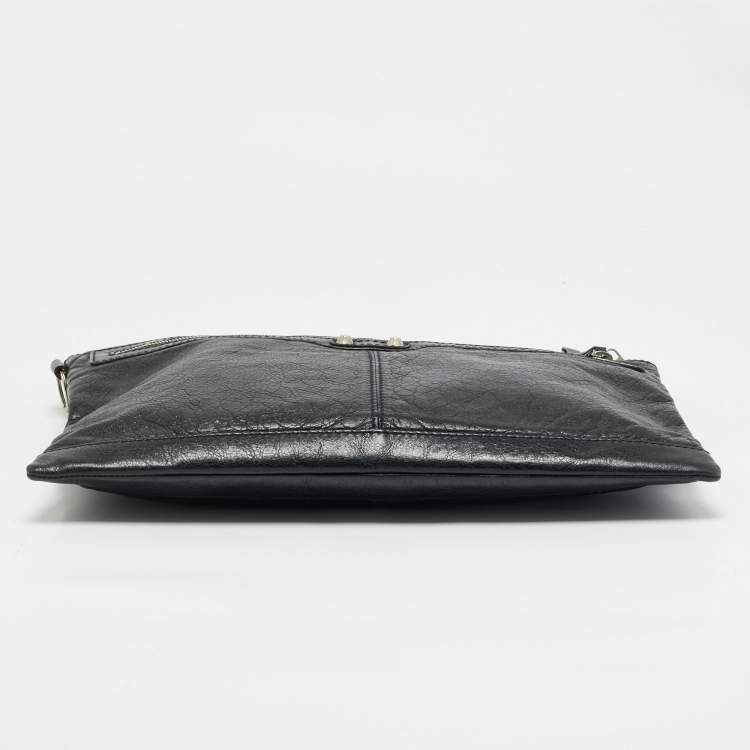 Pre Owned Balenciaga Black Leather Clip L Clutch