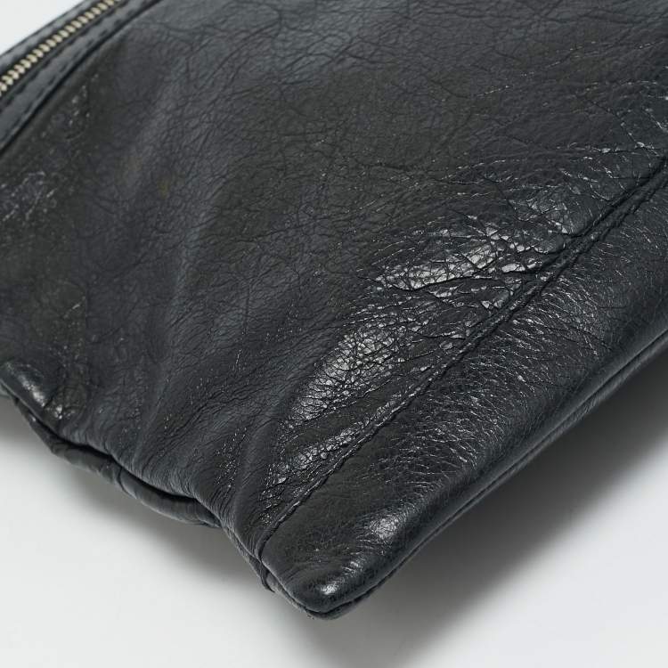 Pre Owned Balenciaga Black Leather Clip L Clutch