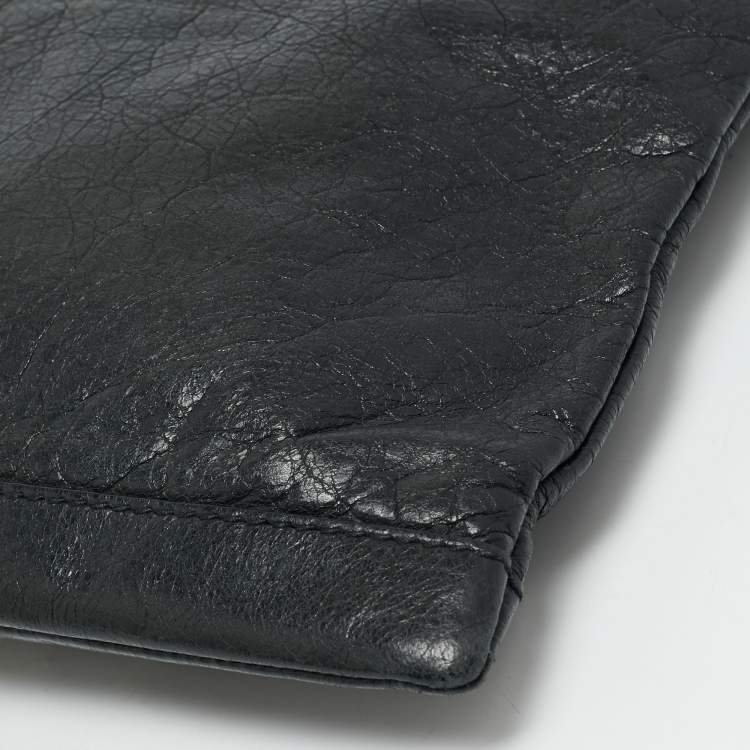 Pre Owned Balenciaga Black Leather Clip L Clutch