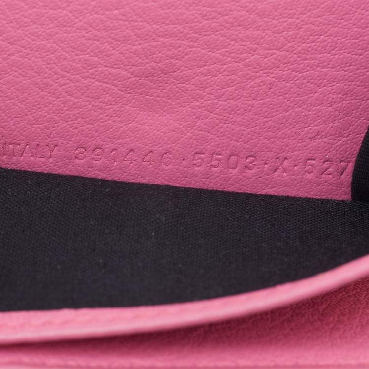 Pre Owned Balenciaga Pink Leather Mini Papier Flap Wallet