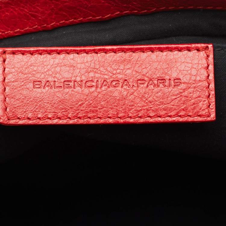 Pre Owned Balenciaga Red Leather Clip L Clutch