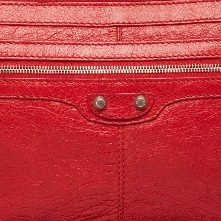 Pre Owned Balenciaga Red Leather Clip L Clutch