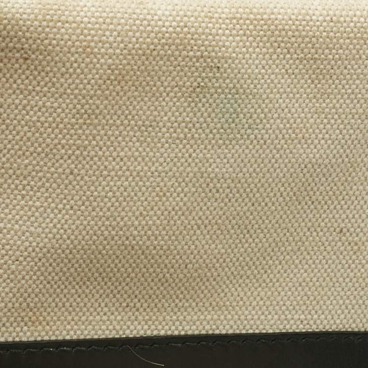 Pre Owned Balenciaga Off White/Black Canvas and Leather Navy XS Cabas Tote