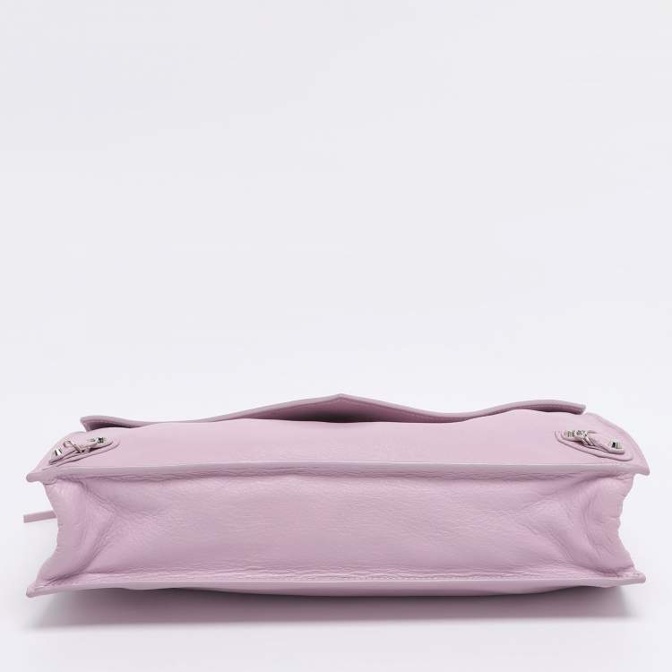 Pre Owned Balenciaga Pink Leather Papier Sight Clutch