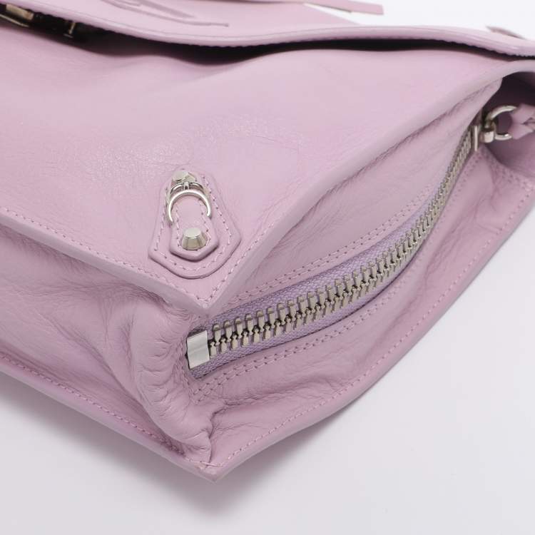 Pre Owned Balenciaga Pink Leather Papier Sight Clutch