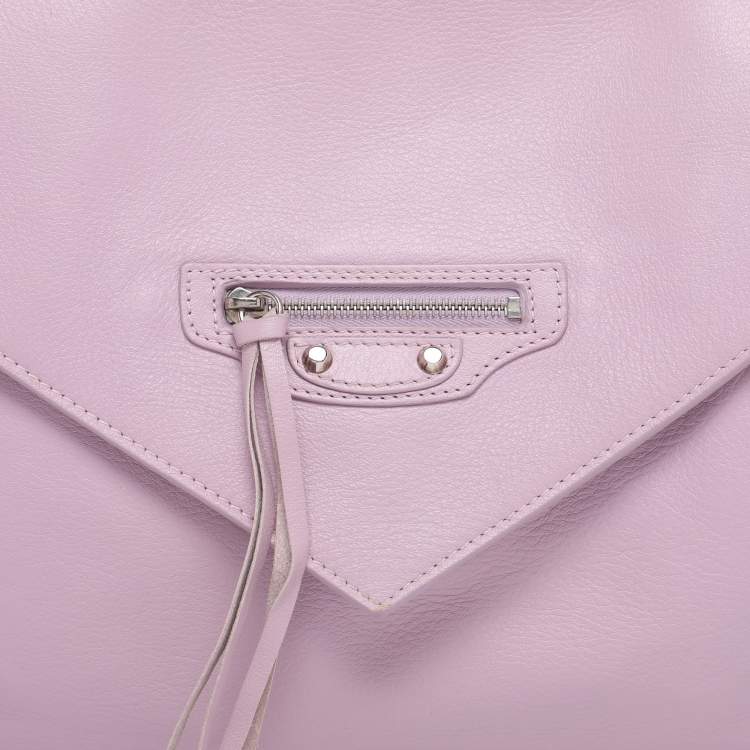 Pre Owned Balenciaga Pink Leather Papier Sight Clutch