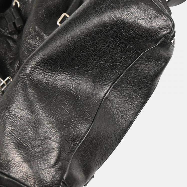 Pre Owned Balenciaga Classic Traveller Black Leather Backpack