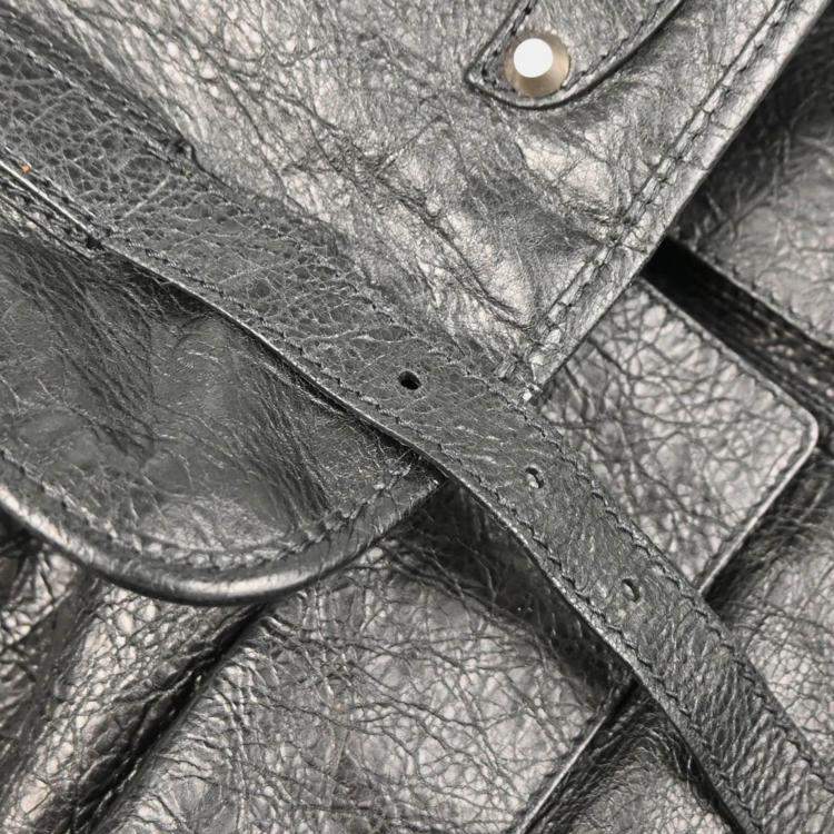 Pre Owned Balenciaga Classic Traveller Black Leather Backpack