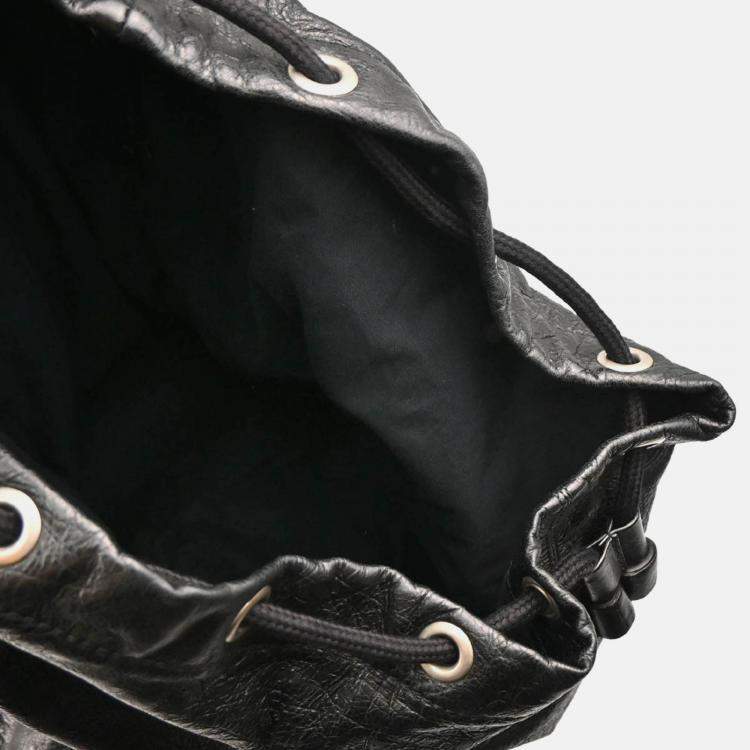 Pre Owned Balenciaga Classic Traveller Black Leather Backpack