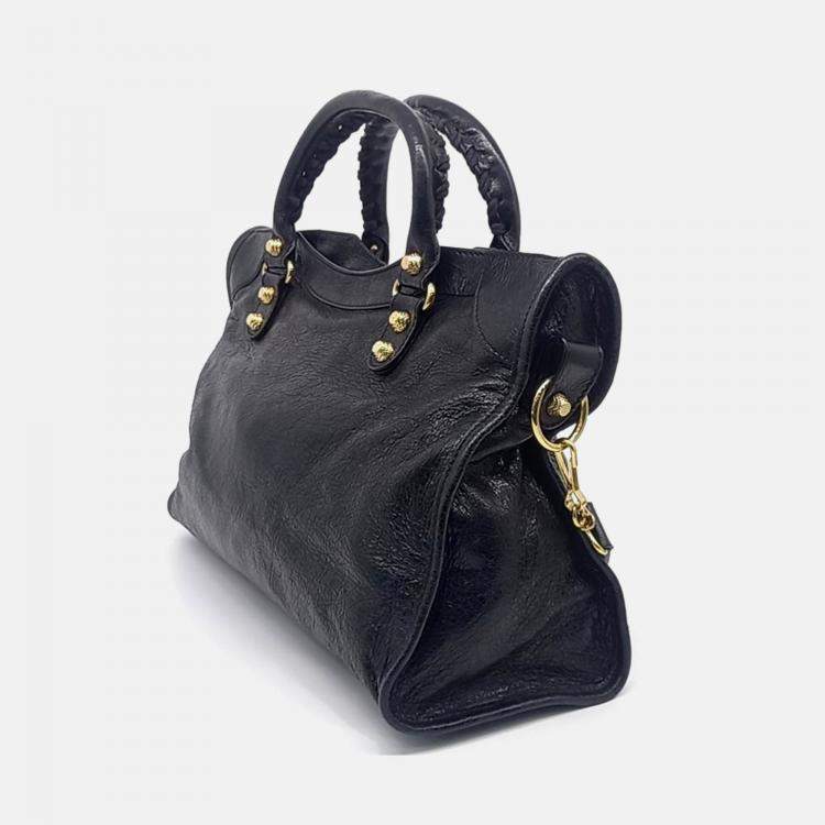 مملوكة مسبقًا Balenciaga Black Leather New Giant City Bag