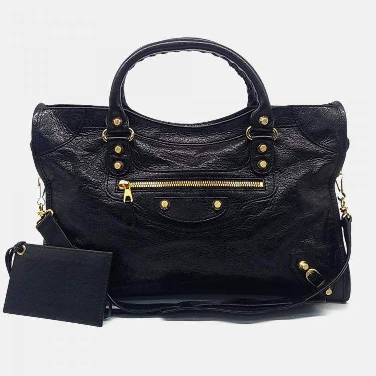 مملوكة مسبقًا Balenciaga Black Leather New Giant City Bag