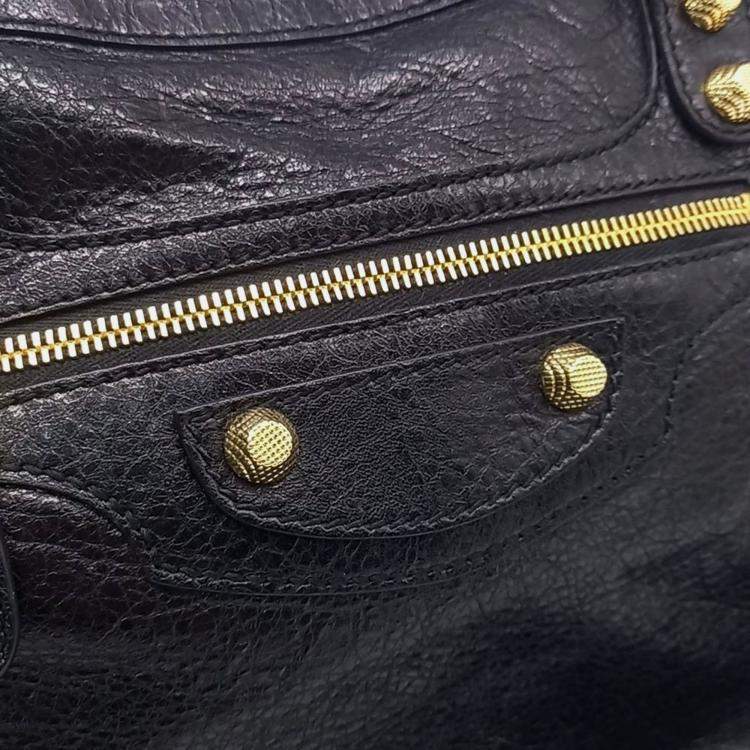 مملوكة مسبقًا Balenciaga Black Leather New Giant City Bag