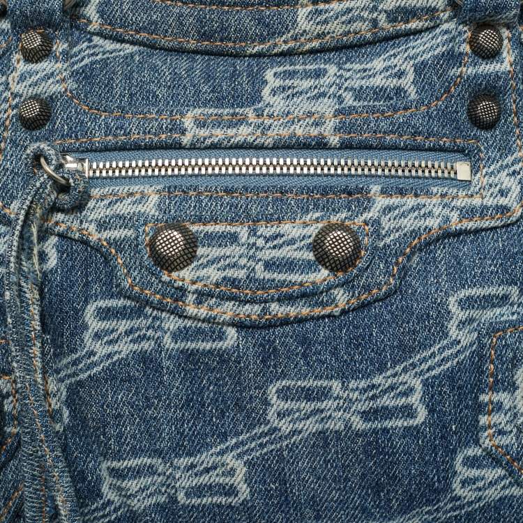 Pre Owned Balenciaga Blue BB Denim XS Neo Cagole Bag