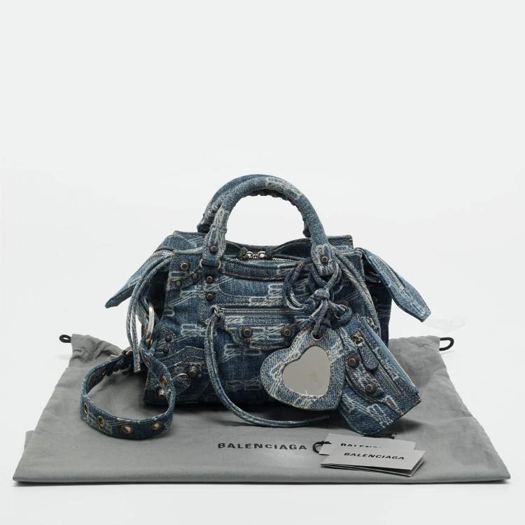 Pre Owned Balenciaga Blue BB Denim XS Neo Cagole Bag