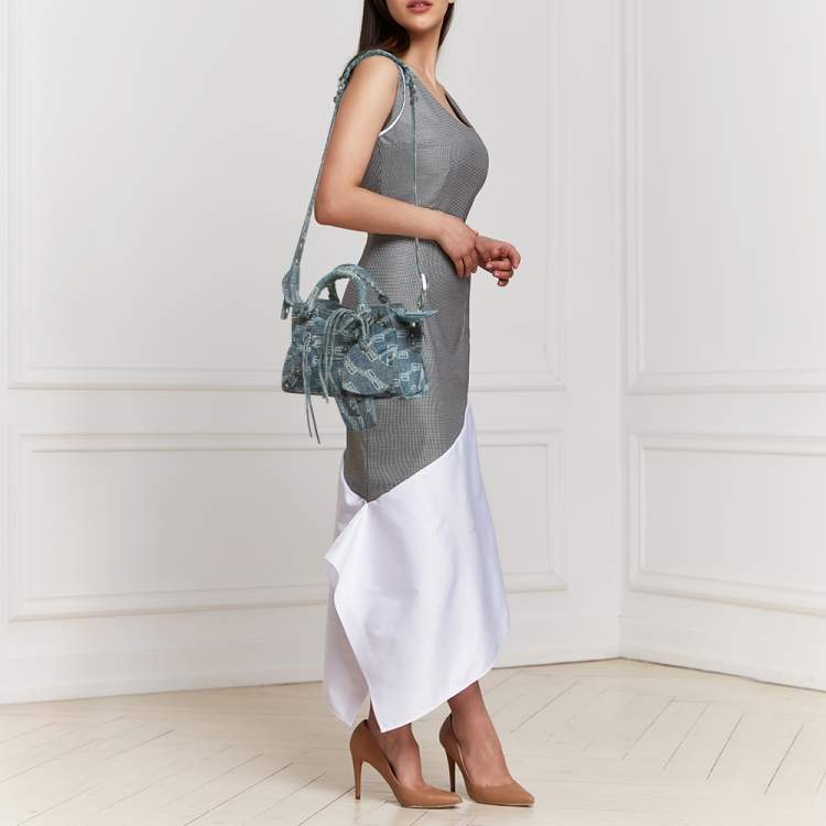 Pre Owned Balenciaga Blue BB Denim XS Neo Cagole Bag