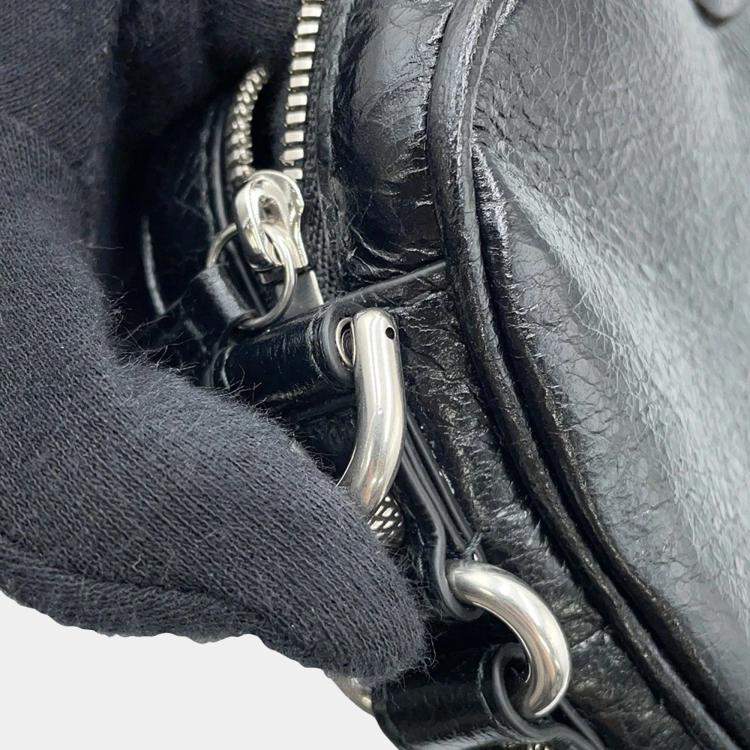 Pre Owned Balenciaga Luca Goal Heart Black Lambskin Chain Shoulder Bag