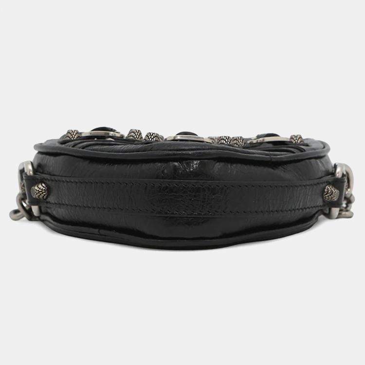Pre Owned Balenciaga Luca Goal Heart Black Lambskin Chain Shoulder Bag