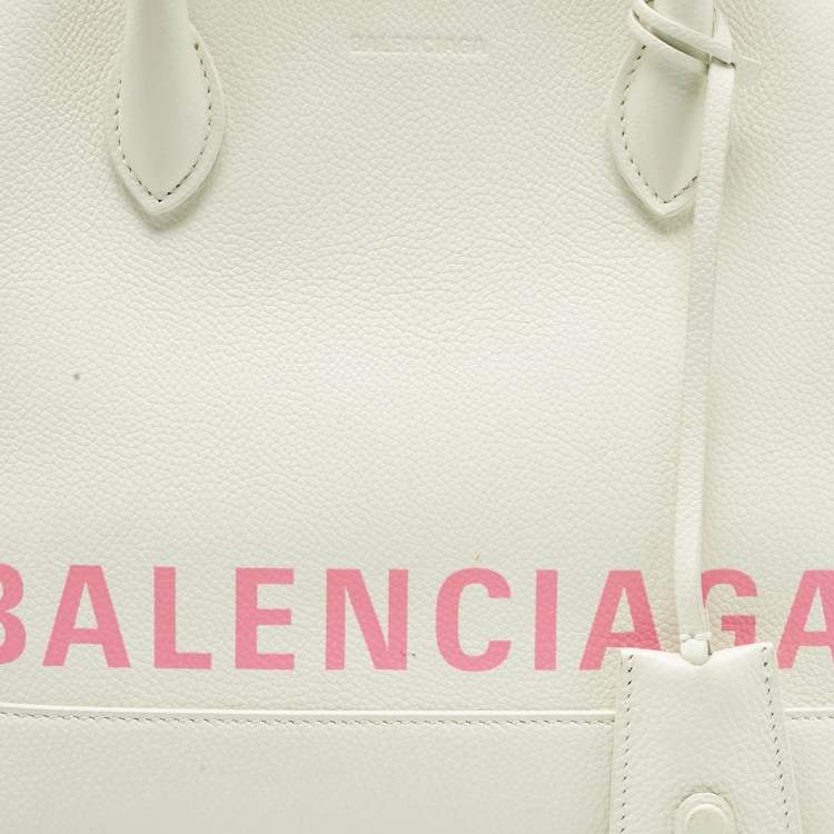 Pre Owned Balenciaga White/Pink Leather Small Ville Satchel