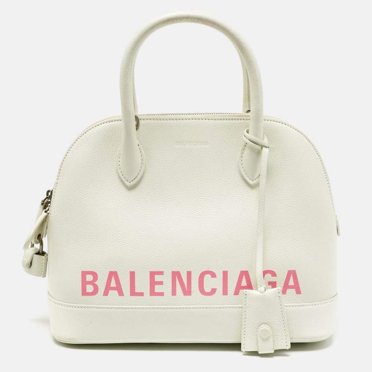 Pre Owned Balenciaga White/Pink Leather Small Ville Satchel
