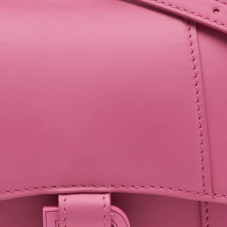 Pre Owned Balenciaga Pink Leather XS Hourglass Top Handle Bag