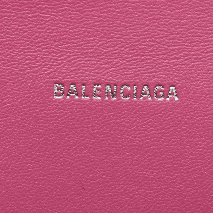 Pre Owned Balenciaga Pink Leather XS Hourglass Top Handle Bag