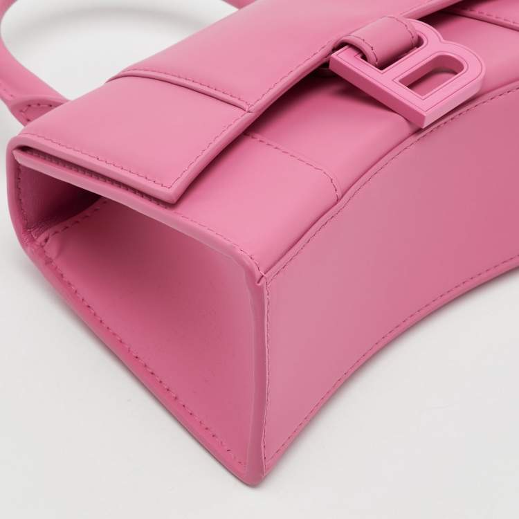 Pre Owned Balenciaga Pink Leather XS Hourglass Top Handle Bag