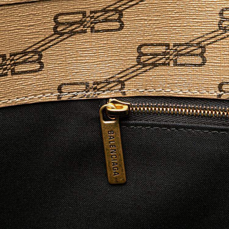 Pre Owned Balenciaga Brown Large BB Monogram Coated Canvas Signature East West Shopper Bag
