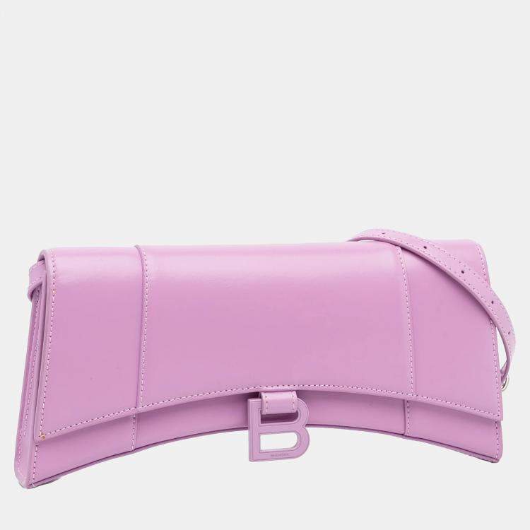 Pre Owned Balenciaga Hourglass Stretch Pink Leather Shoulder Bag