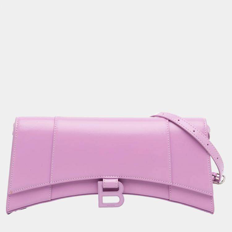 Pre Owned Balenciaga Hourglass Stretch Pink Leather Shoulder Bag