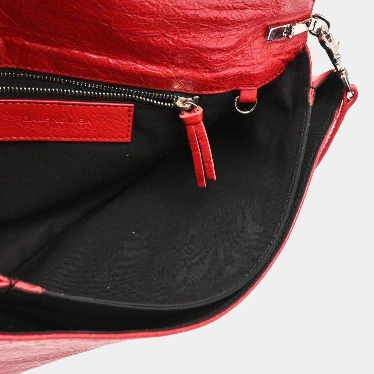 Pre Owned Balenciaga Envelope Red Leather Shoulder Bag
