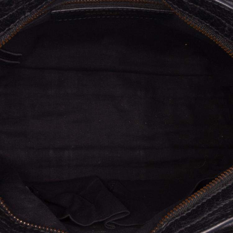 Pre Owned Balenciaga Black Multicolor Small Lambskin Motocross Striped Classic City Satchel