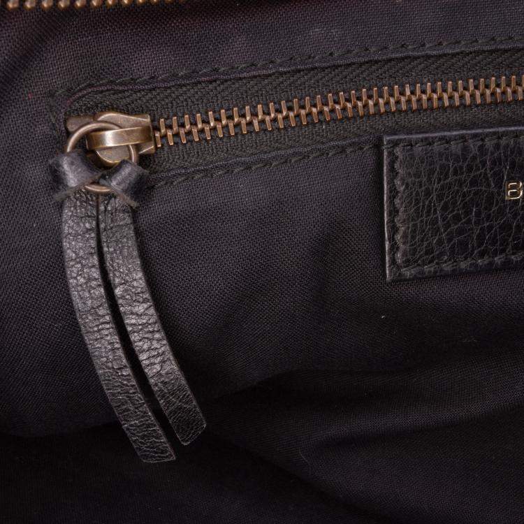 Pre Owned Balenciaga Black Multicolor Small Lambskin Motocross Striped Classic City Satchel