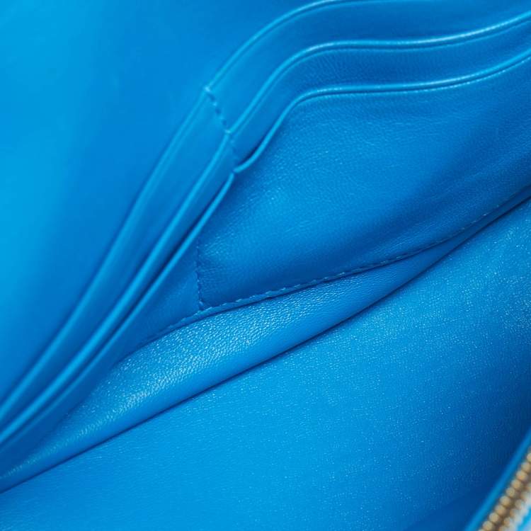 Pre Owned Balenciaga Blue Logo Jacquard Nylon BB Chain Round Shoulder Bag